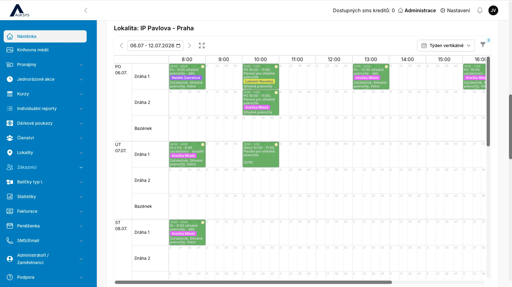 Kurs-, Pool- und Bahnkalender