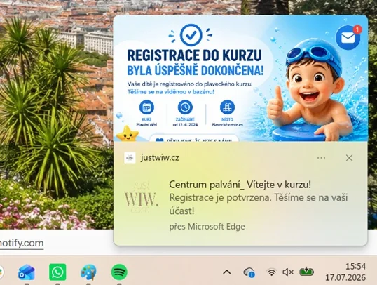 Detail einer JustWIW-Push-Benachrichtigung in Windows